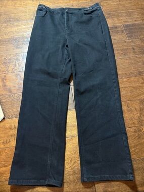 Kobi Halperin Chain Link Wide Leg Black Jeans, size 12